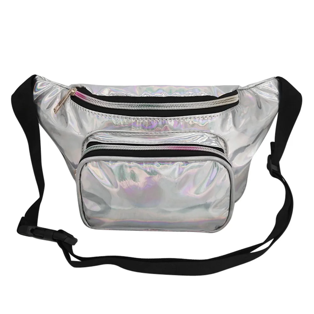 Поясные сумки женские одноцветные поясные сумки женские поясные сумки черные водонепроницаемые поясные сумки лазерный нагрудный чехол для телефона кошелек# T10 - Цвет: Silver