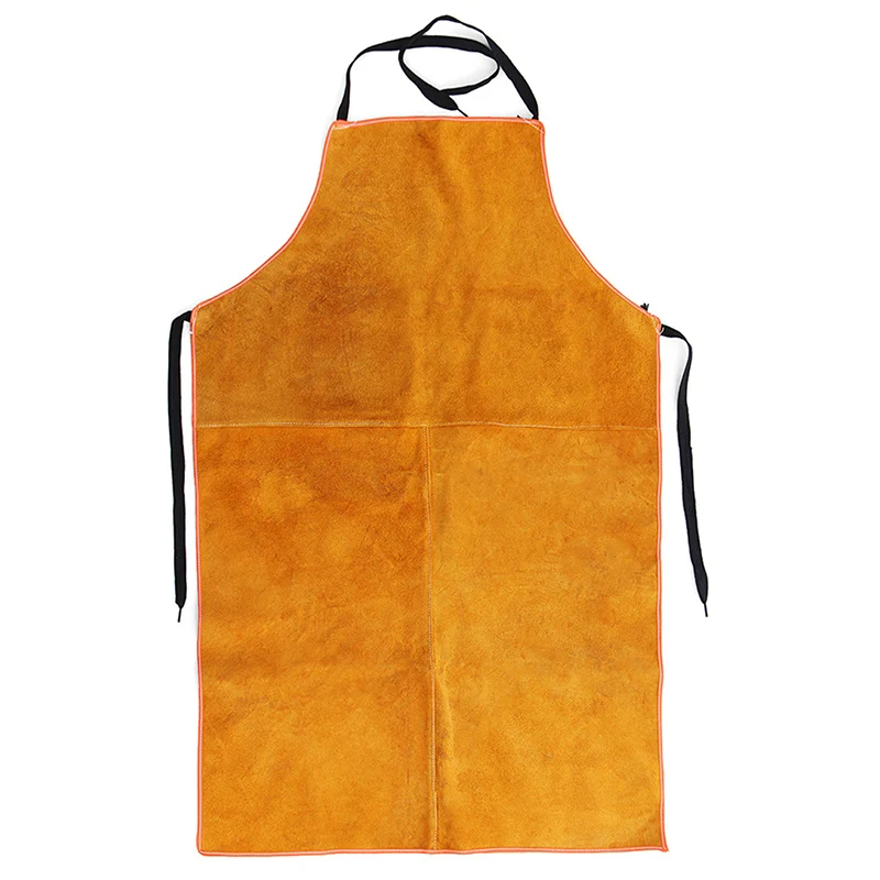 

TOP Full Cowhide Leather Electric Welding Apron Bib Blacksmith Apron Yellow Electric Welding Safety Clothing