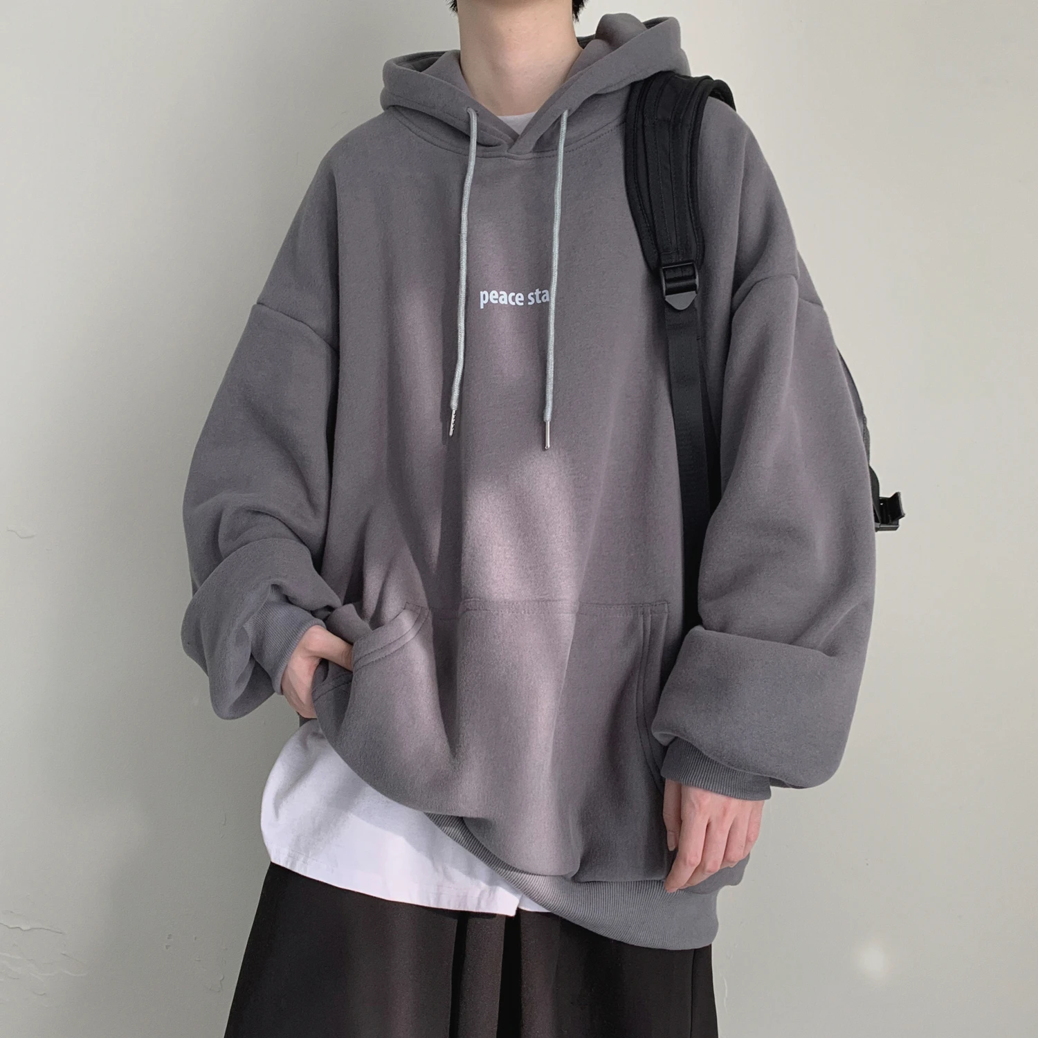 Men Hoodies Casual Sweatshirts Baggy Pullover Hooded Tops Fashion  Streetwear Solid Wild Autumn Winter Sweatshirt - AliExpress