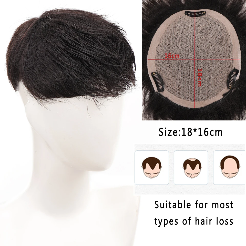 LUPU Short Synthetic Replacement Hair Extension Piece Fringe Top Closures Hairpins For Men Baldness Clip In Natural Fringe Hair