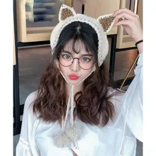 Вязаные шерстяные вязаные крючком наушники зима осень теплые плюшевые наушники милые Ins модные наушники ушные шапочки модные наушники#1213