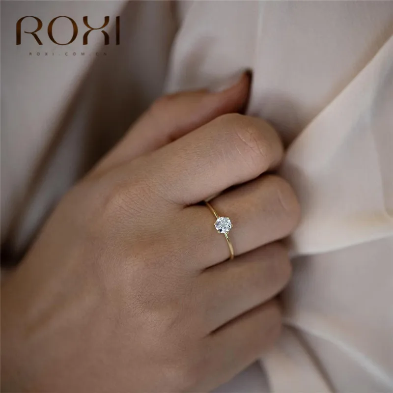 ROXI модные классические шесть крапанов AAA циркон обручальные кольца для женщин ювелирные изделия Изящные женские кольца для помолвки Кристалл кольцо подарки