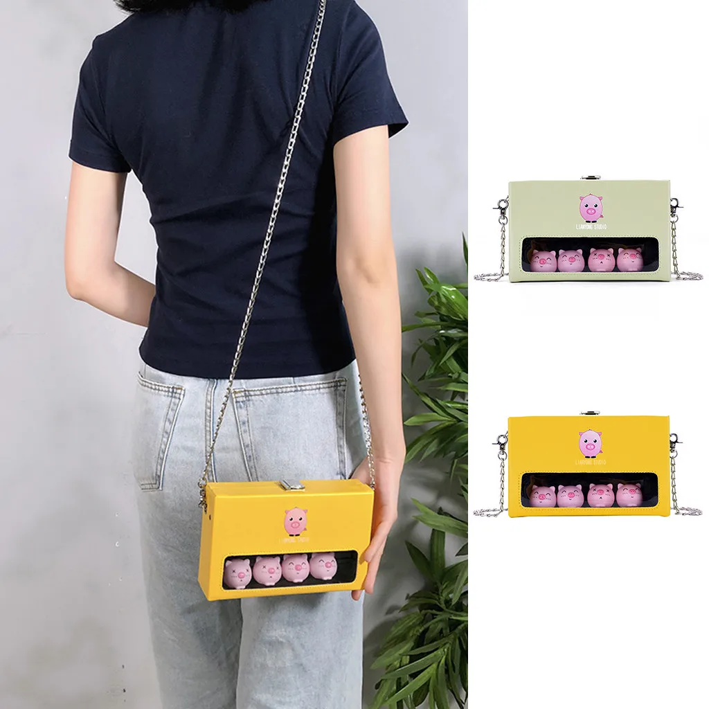 

bag For women 2019 High Quality Fashion Small Fresh Transparent Cute Pig Shoulder Bag Chain Wild Messenger#40