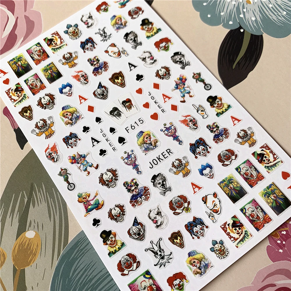 

F-554 to 623 Clown Crayon Shinchan Skull 3D Back glue Nail decal Nail sticker Nail decoration Nail art Nail tool Nail ornament