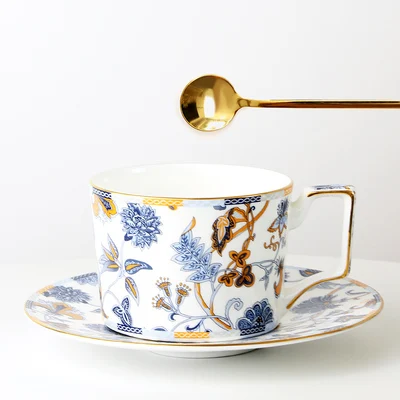 Из европейской керамики кофейная чашка английский послеобеденный чай набор домашний цветок костяного фарфора для свадебных подарков посуда для напитков - Цвет: D