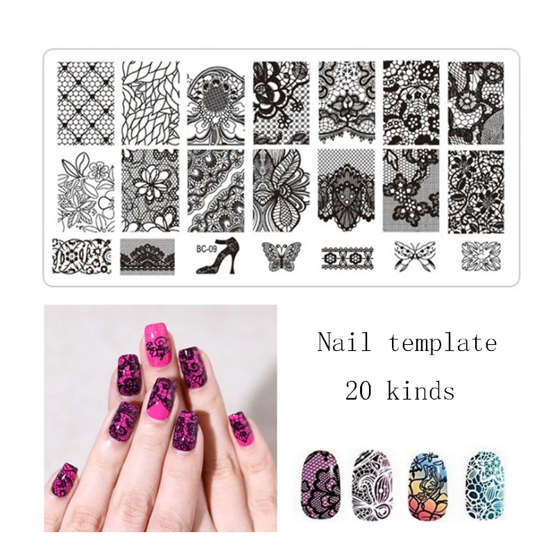 

12x6 Cm 3D Nail Transfer Printing Stainless Steel Template Clear Transfer Nail Polish Template Rectangular Painted Stamp Tool