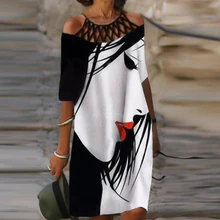 Robe imprimée rétro pour femmes, Sexy, col en v, manches courtes, ample, vêtements de plage, modèle d'été décontracté et confortable 