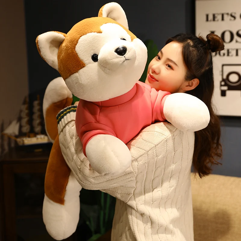 

1pc 40/60/80cm Lovely Lying Akita dog Plush Toys High Quantity Dolls Stuffed Soft Animal Dog Pillow for Children Kids Xmas Gifts