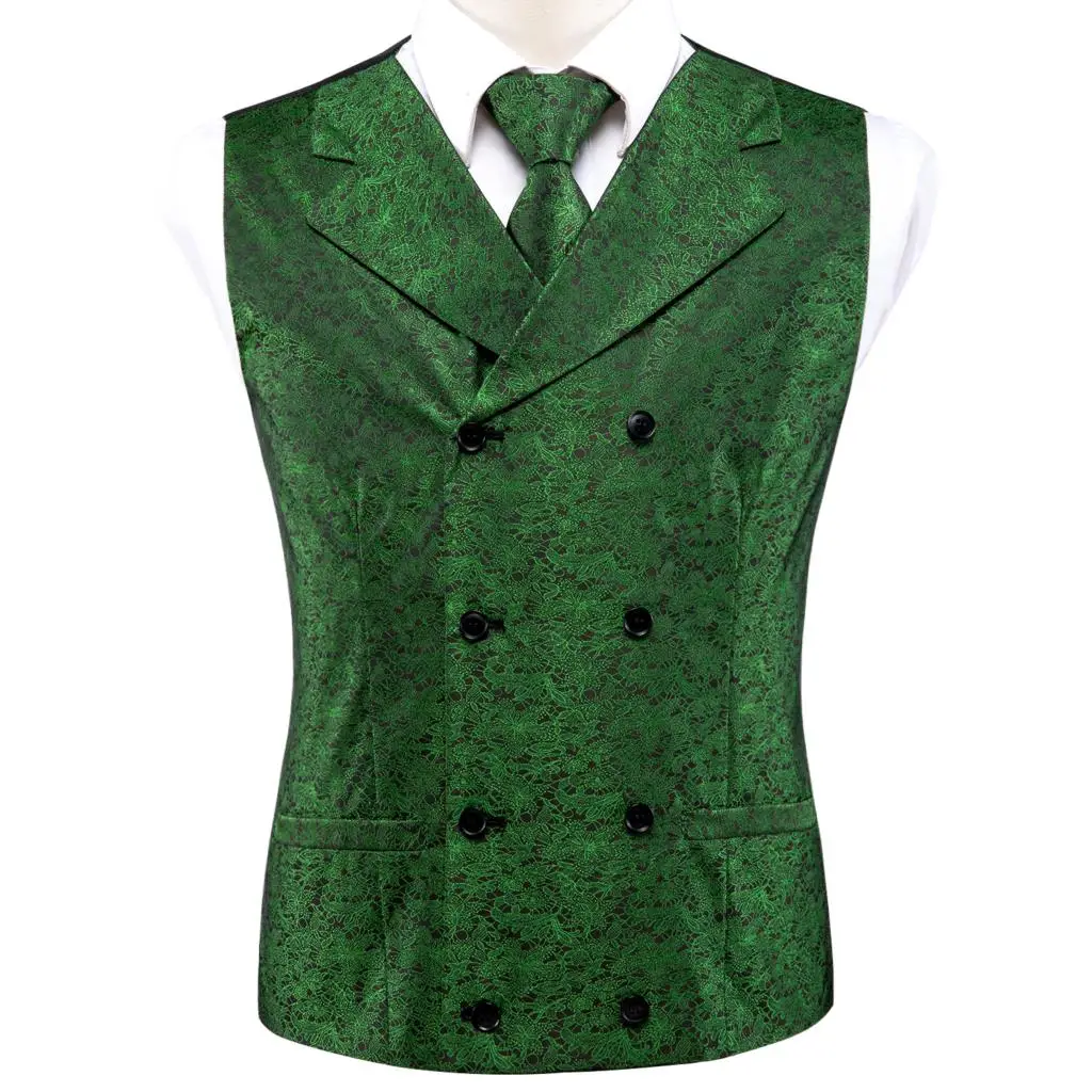 Hi-Tie 20 Color Silk Men's Vests and Tie Business Formal Dresses Slim Vest 4PC Hanky cufflinks for Suit Blue Paisley Waistcoat