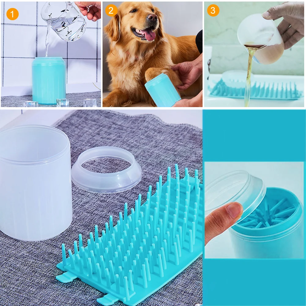 Dog Paw Cleaner Cup Soft Silicone Combs Portable Pet Foot Washer Cup Paw Clean Brush Quickly Wash Dirty Cat Foot Cleaning Bucket