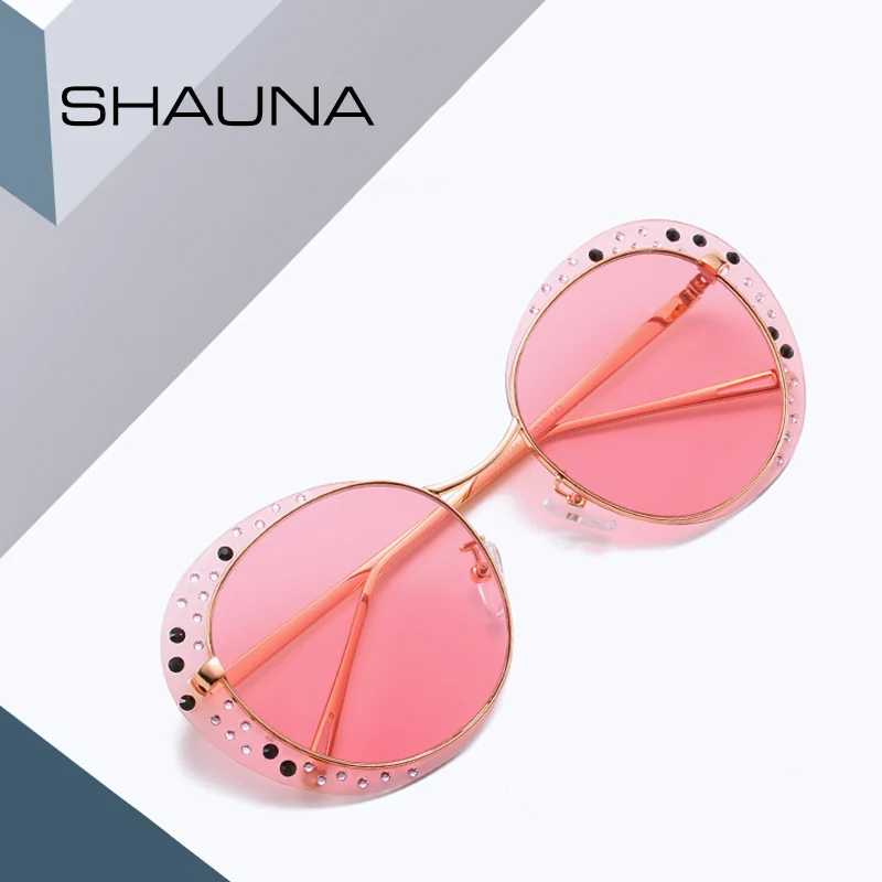 Женские круглые солнцезащитные очки SHAUNA брендовые дизайнерские с украшением из