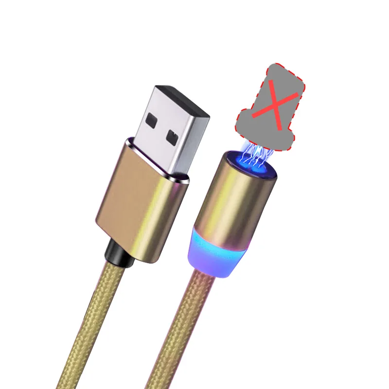 Магнитный зарядный кабель Olaf для быстрой зарядки Micro usb type C кабель для iPhone 11 samsung S7 Xiaomi huawei Магнитный провод для мобильного телефона - Цвет: Only Cable-Gold