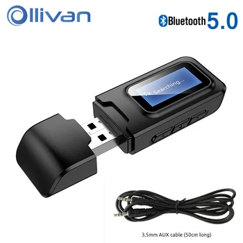 

Ollivan Bluetooth 5.0 Adapter Wireless LCD Display USB Bluetooth Receiver Music Audio Transmitter For PC TV 3.5mm AUX Adaptador