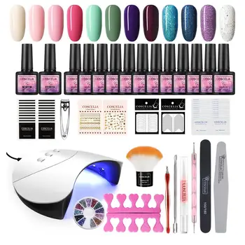 

Shipping From RU COSCELIA Manicure Kit Nail Gel Polish Set Nail Lamp Dryer Long lasting Top Base Coat All For Manicure Machine