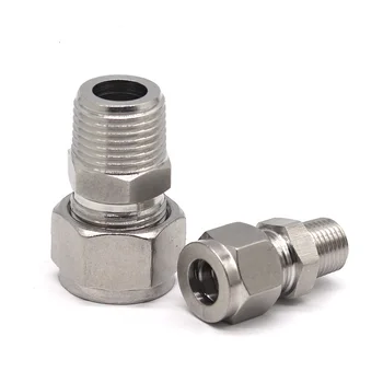 

2Pcs 1/2"BSP Male Thread x 6mm OD Tube Compression Double Ferrule Tube Air Compression Fitting Connector Stainless Steel 304