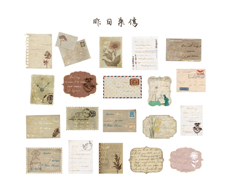 40pcs Vintage Stickers Museum Series Decorative Scrapbooking Stick Label Journaling Album Stationery Retro Stamp Plant Sticker