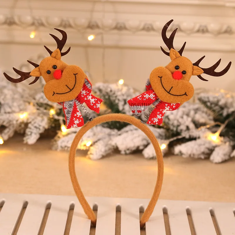 Новогодняя и Рождественская повязка на голову Санта-Клаус, лось, снеговик, косплей, Рождественская повязка на голову с застежкой, головные уборы, обруч на голову, вечерние, рождественский подарок - Цвет: 3