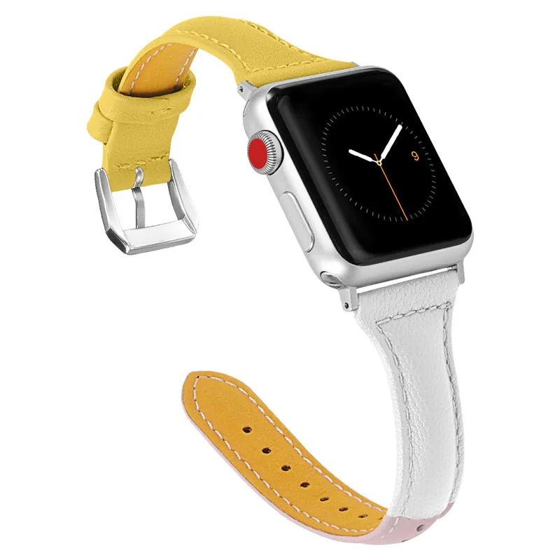 Натуральная кожа сменный ремешок для apple watch группа 4 контрастного цвета браслет Смарт-аксессуары для наручных часов iwatch 3/2/1 44 40 38-42 м