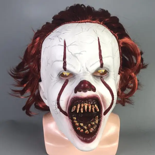Джокер Pennywise Косплей Костюм с маской Стивен Кинг It Chapter Two 2 ужасов клоун Хэллоуин костюм бутафорская маска