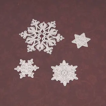 

4Pcs/Pack DIY Scrapbooking Knife Mould Silver Snowflake Pattern Photo Album Decor Multi Purpose Embossing Cutting Die