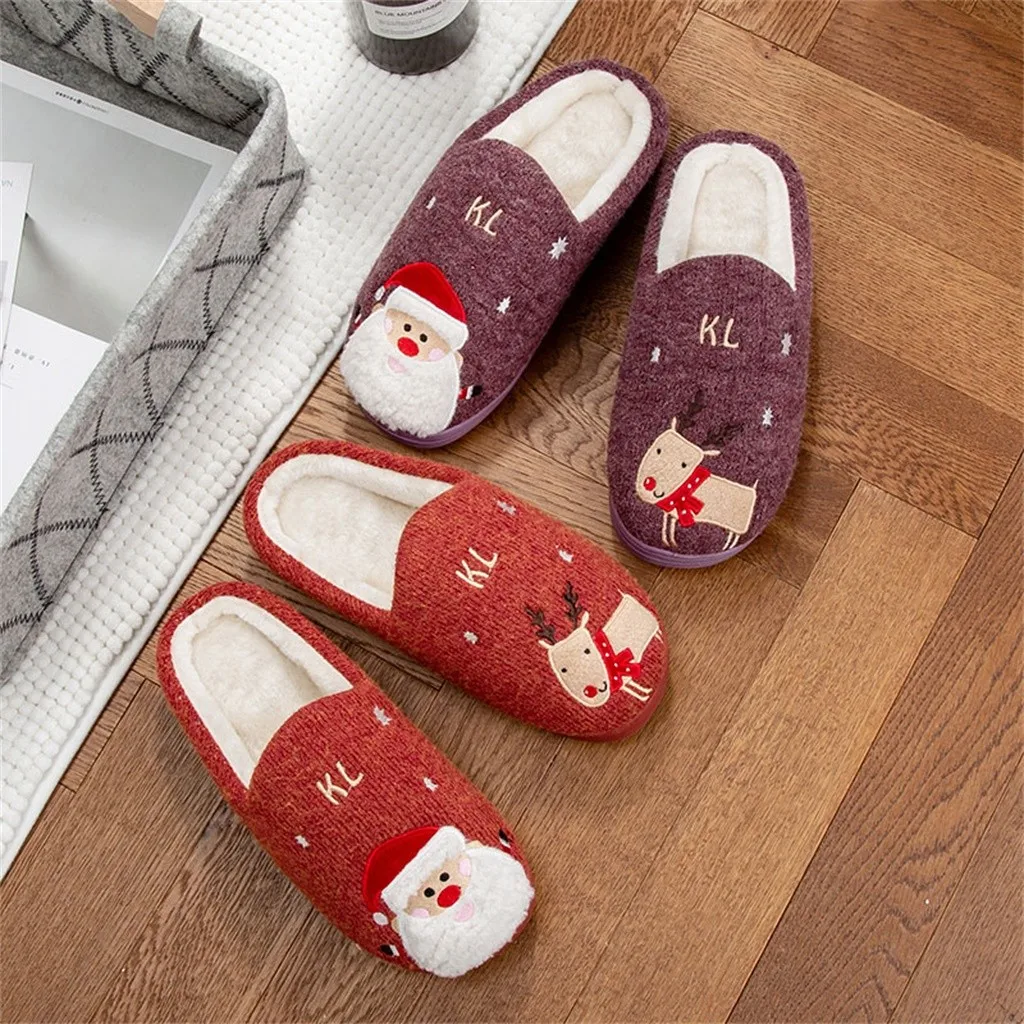 Women Winter Slippers Christmas Platform Flat With Warm Floor Home Cuty Santa Deer Shoe woman Soft Plush Non-slip Slippers