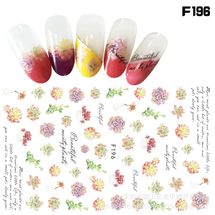 Элегантные цветы и животные наклейки для ногтей для женщин дизайн ногтей DIY принадлежности самоклеящиеся наклейки аксессуары для маникюра - Цвет: F196