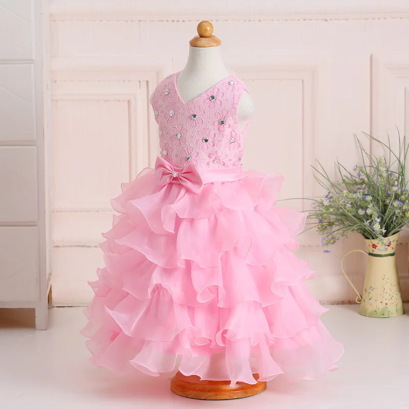 AliExpress детское платье принцессы с v-образным вырезом пышное свадебное платье Детская рубашка с бантом