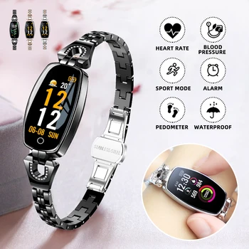 

Zinc Alloy Women Smart Watch Zinc Alloy Detachable Strap Waterproof Wristband Heart Rate Monitor Smart Sport Fitness Bracelet