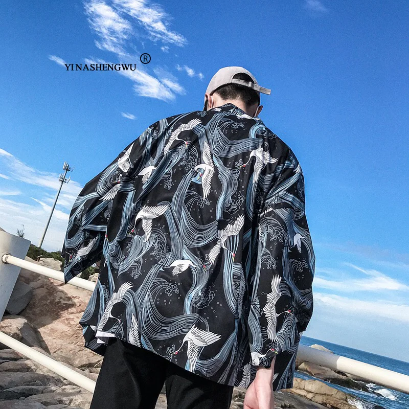 Yukata женское традиционное японское кимоно пара кимоно кардиган Мужская Солнцезащитная одежда Пляжная свободная тонкая рубашка Азиатский костюм