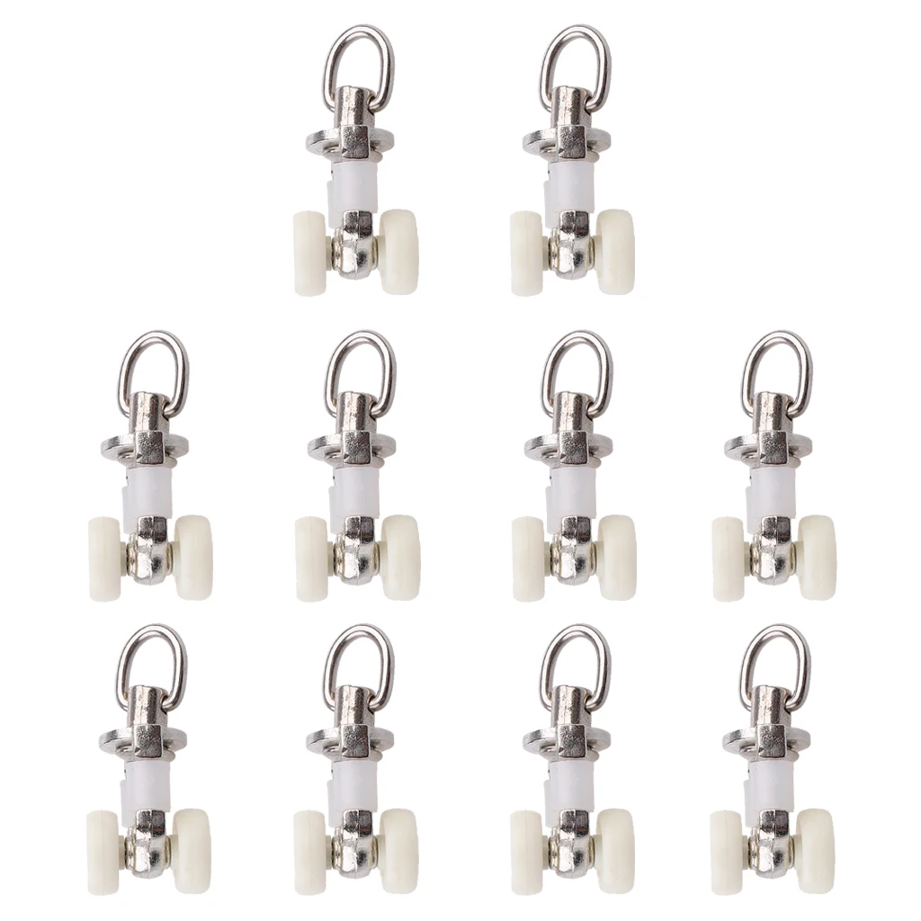 10x Curtain Track Rollers Twin Wheeled Carriers Drapery Rail Sliding Glider