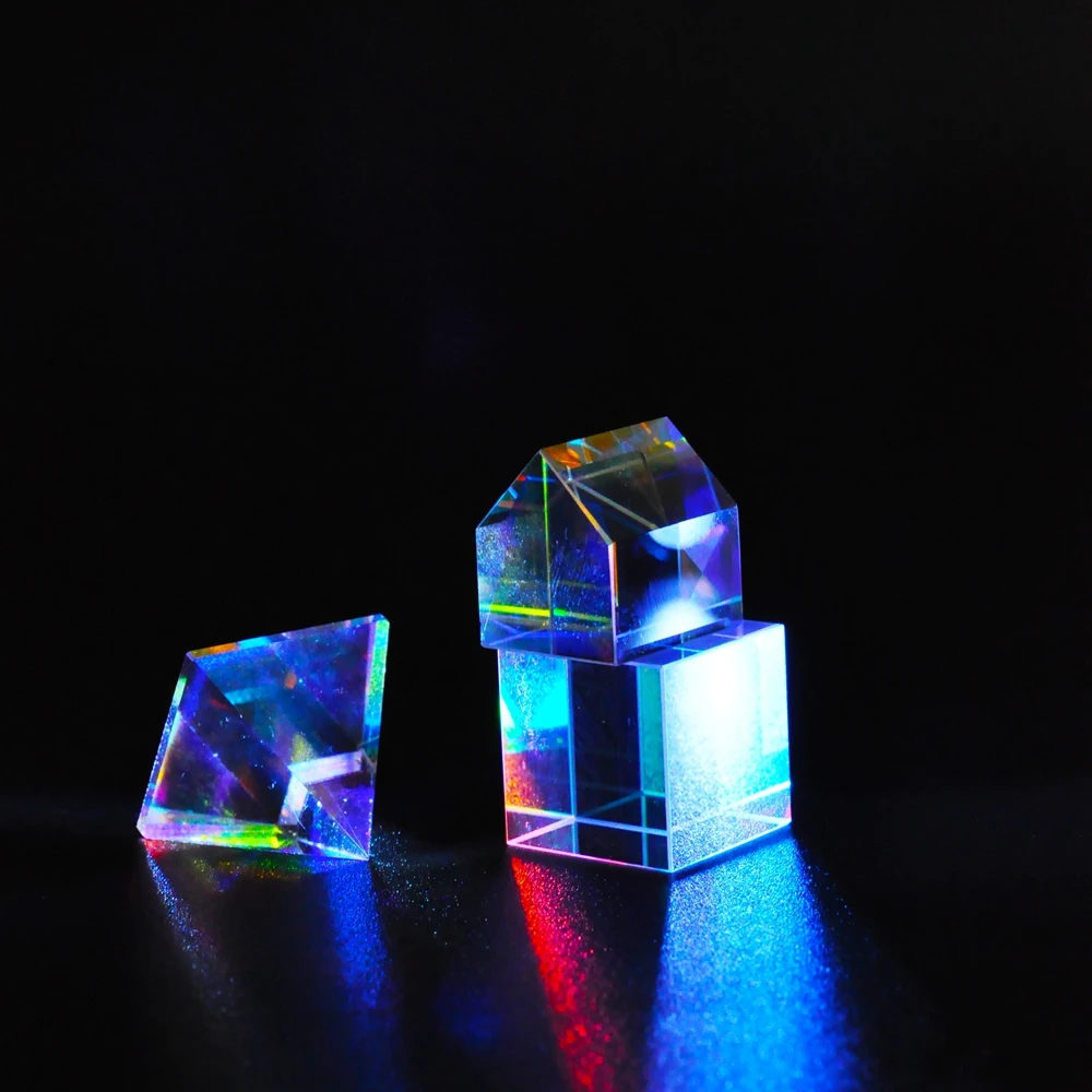 Prism Glass 20mm Six-Sided Bright Light Combine Cube Prism Stained Glass Beam Splitting Prism Optical Experiment Instrument