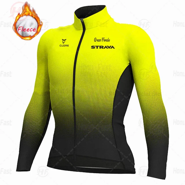 STRAVA 2022 Men Winter Fleece Cycling Jersey Set Keep warm Cycling Clothing  Mountian Bike Bicycle Clothes Ropa Maillot Ciclismo Fleece top 8