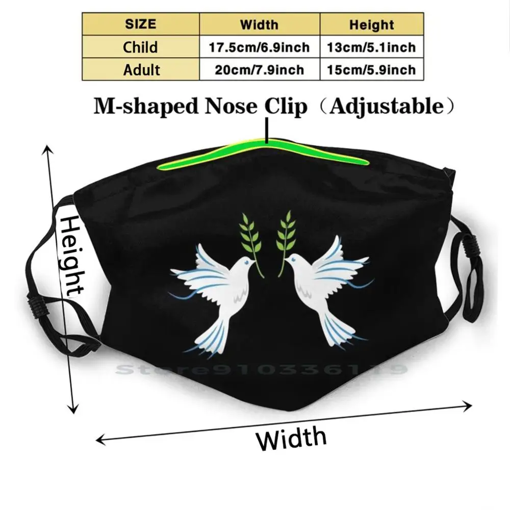 Friendship Doves Best Friends Peace Gift Idea Adult Kids Washable Funny Face Mask With Filter Dove Bird Peace Fly Idea Pigeon