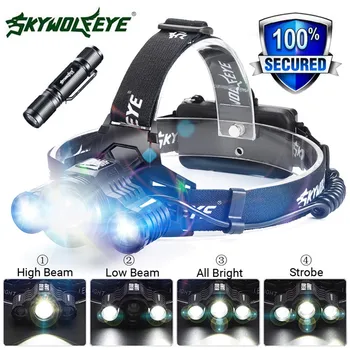 

led headlamp 80000LM 3X XM-L T6 LED Headlamp Head Light Flashlight Rechargeable Torch Lamp lampe frontale #4N28