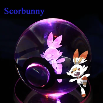 

New Arrive Design Pocket ball Go Sward and Shield Transparent Crystal Ball with 3D Scorbunny for Chirstmas Gifts