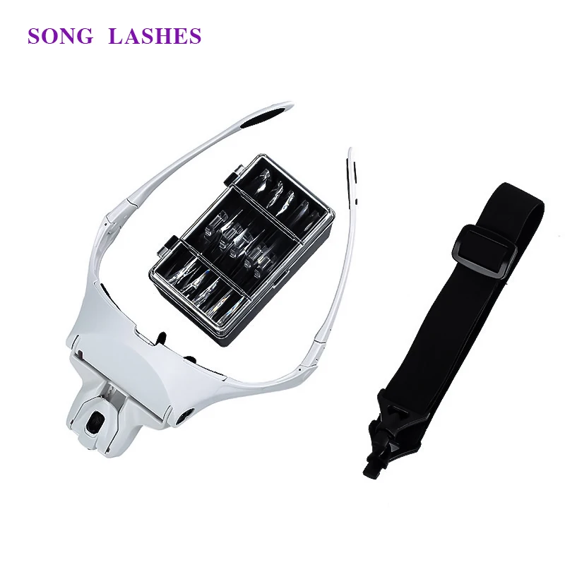 

SONG LASHES 1.0X 1.5X 2.0X 2.5X 3.5X Adjustable 5 Lens Loupe LED Light Headband Magnifier Glass LED Magnifying Glasses With Lamp