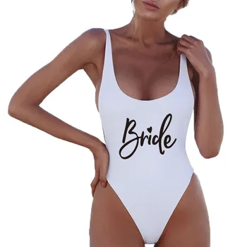 

Sexy Swimsuit One Piece Swimwear Bride Letter Print 2020 Swimwear Women Summer Beachwear Lady Pink Bathing Suit red swim suit