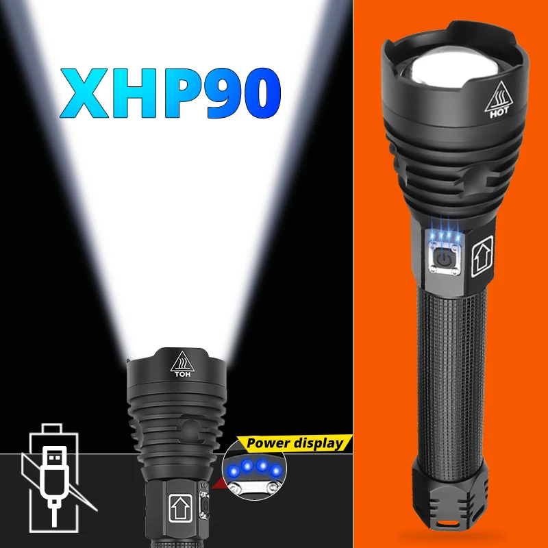 Xlamp XHP70.2 XHP90 светодиодный фонарик супер мощный фонарь USB XHP50 тактический с зумом 18650