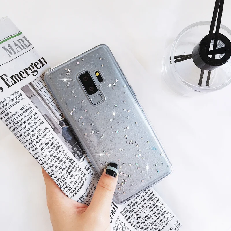 LLZ.COQUE TPU Блестящий силиконовый прозрачный противоударный чехол для Samsung Galaxy Note 9 S10