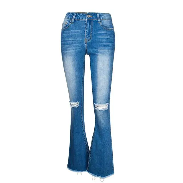 Высокая талия, Стрейчевые женские расклешенные джинсы для женщин в стиле бойфренд, потертые джинсы для мам, джинсы размера плюс, черные, широкие, обтягивающие джинсы для женщин - Цвет: Dark Blue