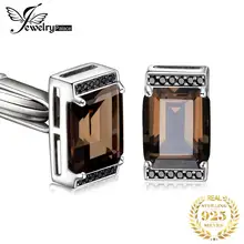 Jewelrypalace мужские натуральные дымчатые Кварцевые черные шпинели юбилейные Свадебные Запонки 925 пробы серебро