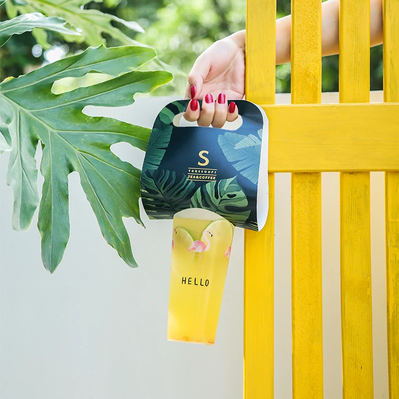 50pcs Net red creative cup holder takeaway coffee packaging portable cup holder 1 cup/2 cups