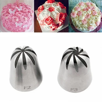 

Russian Tips Pastry Large Size 2 Pcs Cream Steel Stainless Nozzle Icing Piping Set Decorating Cupcake Cakes Baking Tools