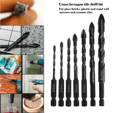  3-12mm Cross Hex Tile Drill Bits Set for Glass Ceramic Concrete Hole Opener Brick Hard Alloy Triangle Bit Tool Kit 