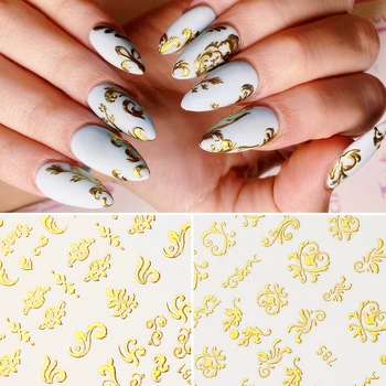 

1 Sheet 3D Nail Stickers Decorations Tips Gold Leaf Alphabet Self-adhesive Transfer Nails Decals Nail Art Accessories