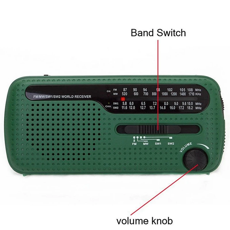 AAAE Top-De13 Portable Fm Am Radio Solar Emergency Radio World Receiver Hand Crank Power Emergency Outdoor Radio Portable Solar