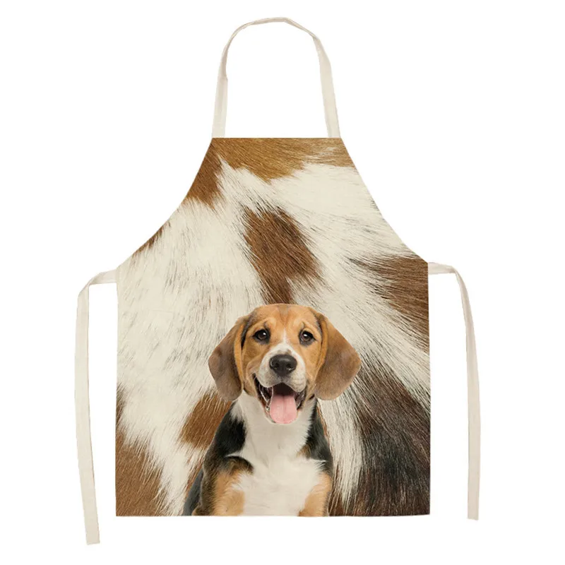 

Cute Dogs Aprons Cartoon Dogs Printed Kitchen Aprons for Women Household Cleaning Accessories Cotton Linen Cooking Apron