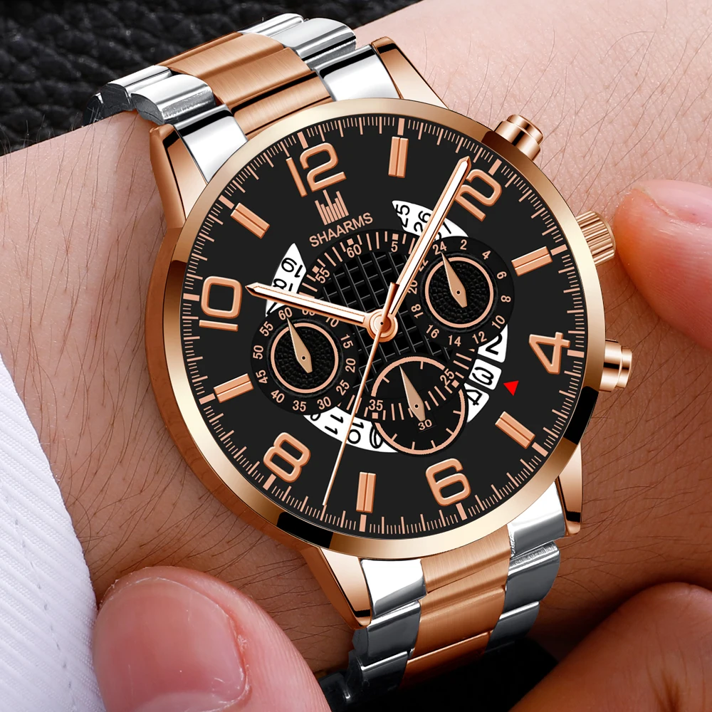 Reloj Hombre модные роскошные золотые часы из нержавеющей стали аналоговые кварцевые наручные часы мужские деловые часы мужские часы