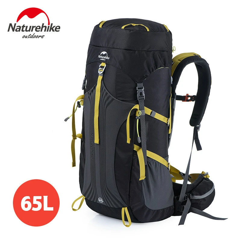 Naturehike Высокое качество открытый альпинистский рюкзак Кемпинг 65L 55L 45L большой емкости водонепроницаемый походные рюкзаки - Цвет: Black 65L