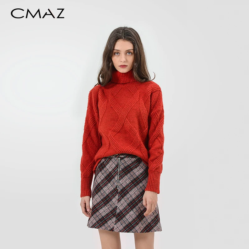 

CMAZ women Warm Turtleneck Sweater Autumn Winter Sweater Women Casual Long Sleeve Solid Tops Pullover MX18D5411